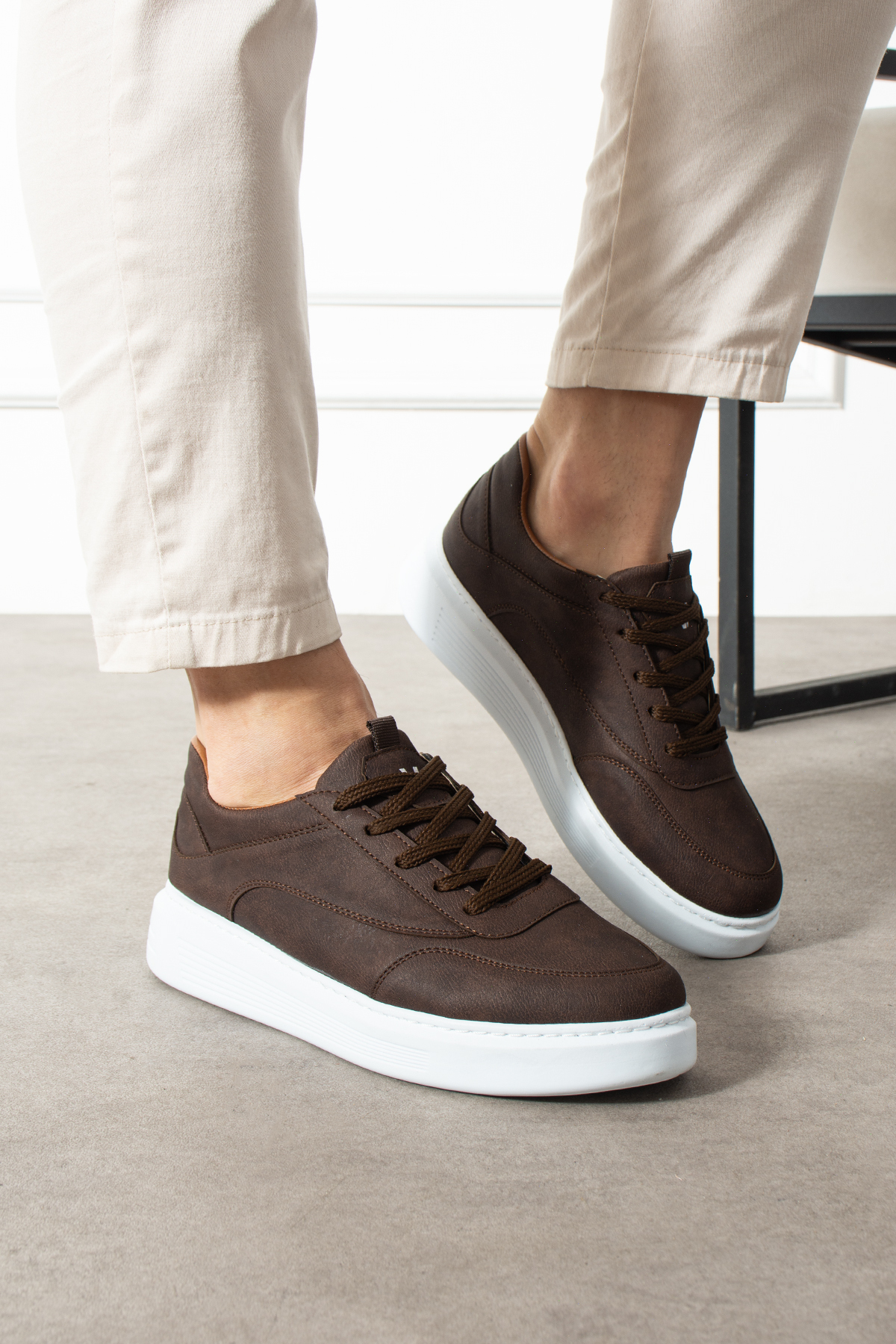 Victoris  LYNOR Erkek Acı Kahve Bağcıklı Düz Taban Sneaker Ayakkabı - Görsel 3