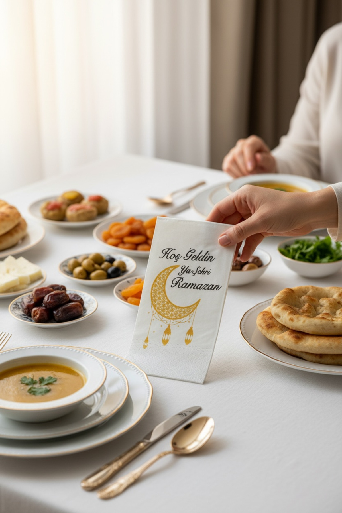 Desenli Ramazan Peçetesi/ Ramazan İçin Ramazan Temalı Desenli Misafir Peçetesi