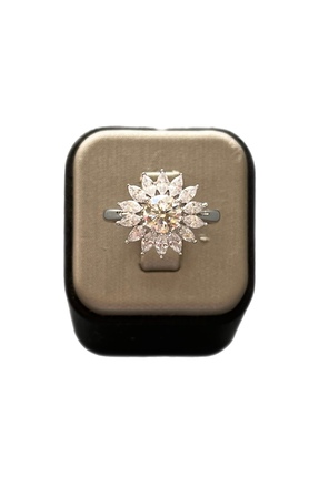 Turkuaz Silver Pırlanta Çiçek Model Yüzük