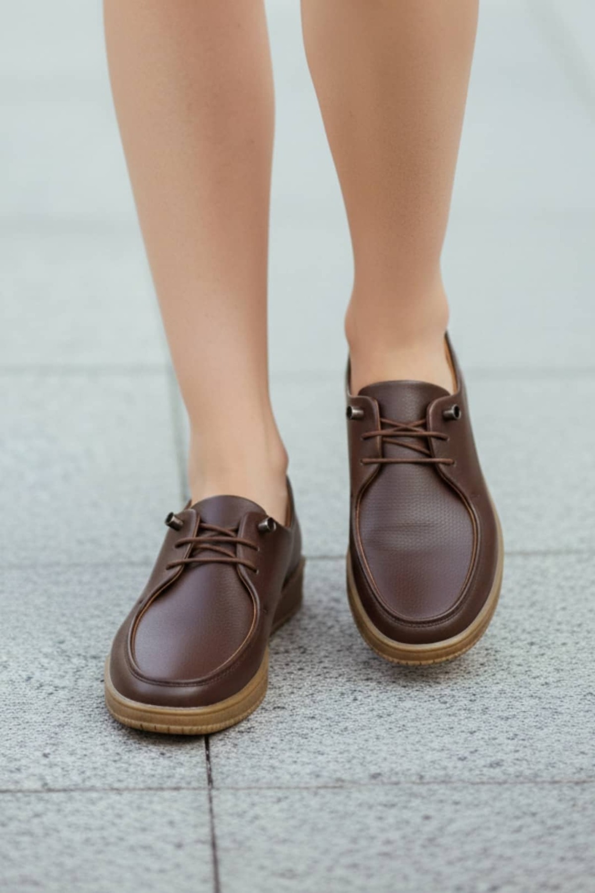 NAVİSHOES Kahverengi Kadın Lastik Detaylı Hafif Yumuşak Loafer Babet 2006 görsel 2