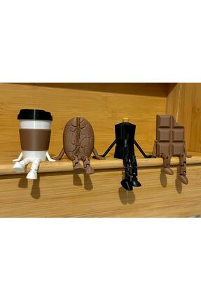 3D Kahve Köşesi Dekoratif Biblo Seti 4'lü, Masa Üstü Ev Aksesuarları, Siyah G...