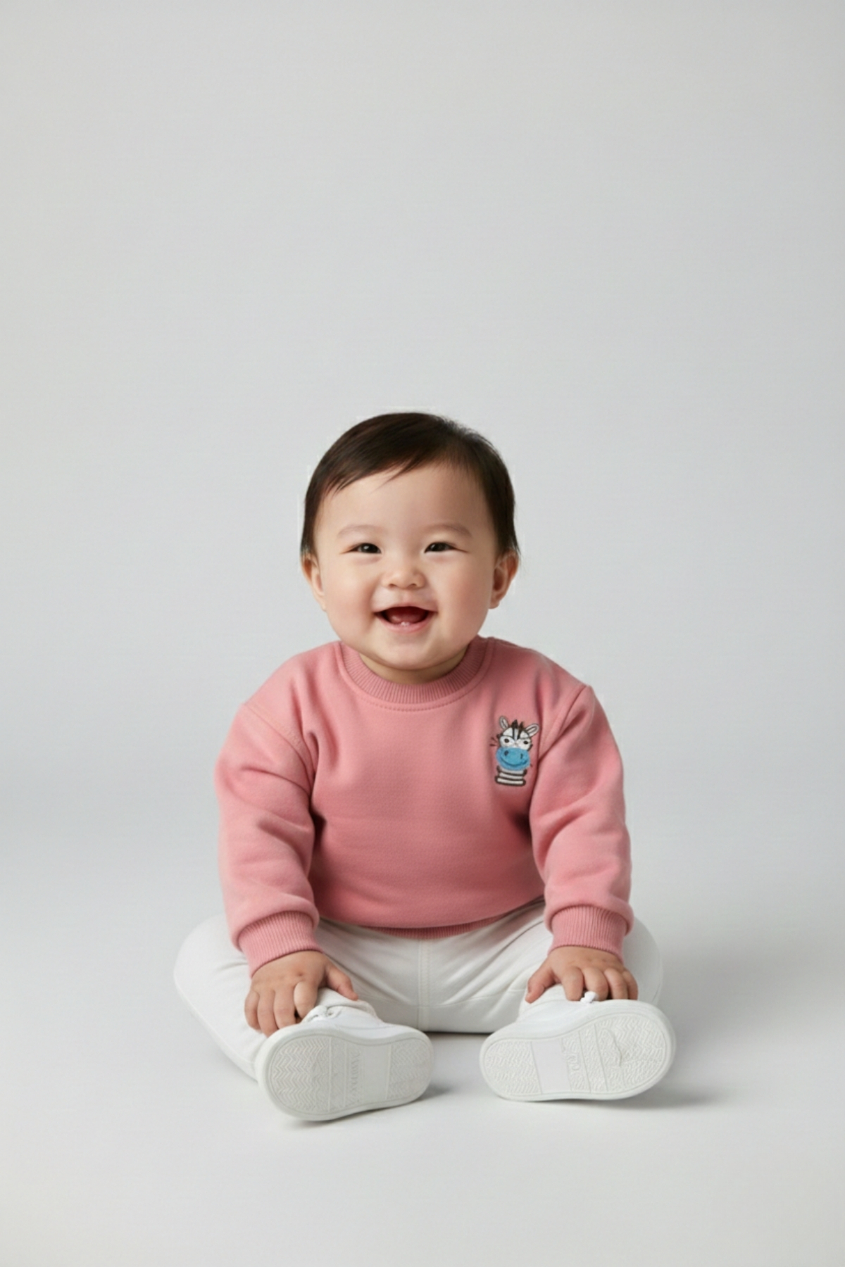 LOGO AKSESUAR Kız Çocuk Pamuk Renkli Baskılı Oversize 2'li 3 İp Sweatshirt fotoğrafı 2 (önizleme)