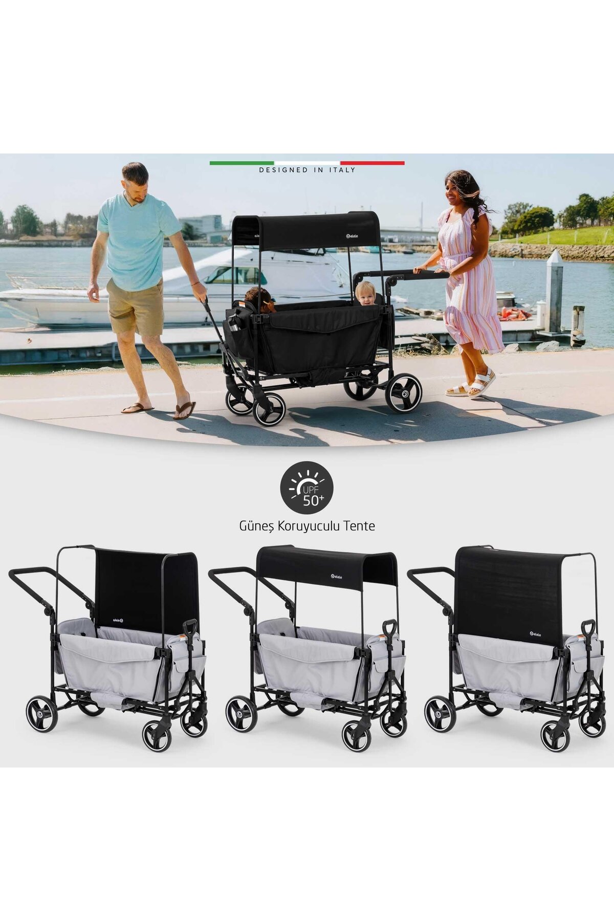 Elele Terreno Vagon Bebek Arabası Siyah fotoğrafı 3 (önizleme)