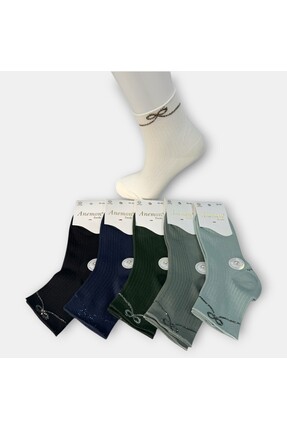 Anemon Socks Pamuklu Kurdele Desenli Taşlı Çorap 12 Çift