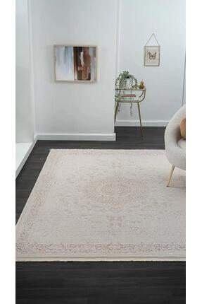 by Özer Halı Bej Renk Vizon Bordürlü Klasik Stil Karmen Halı Truva TV011A Sal...