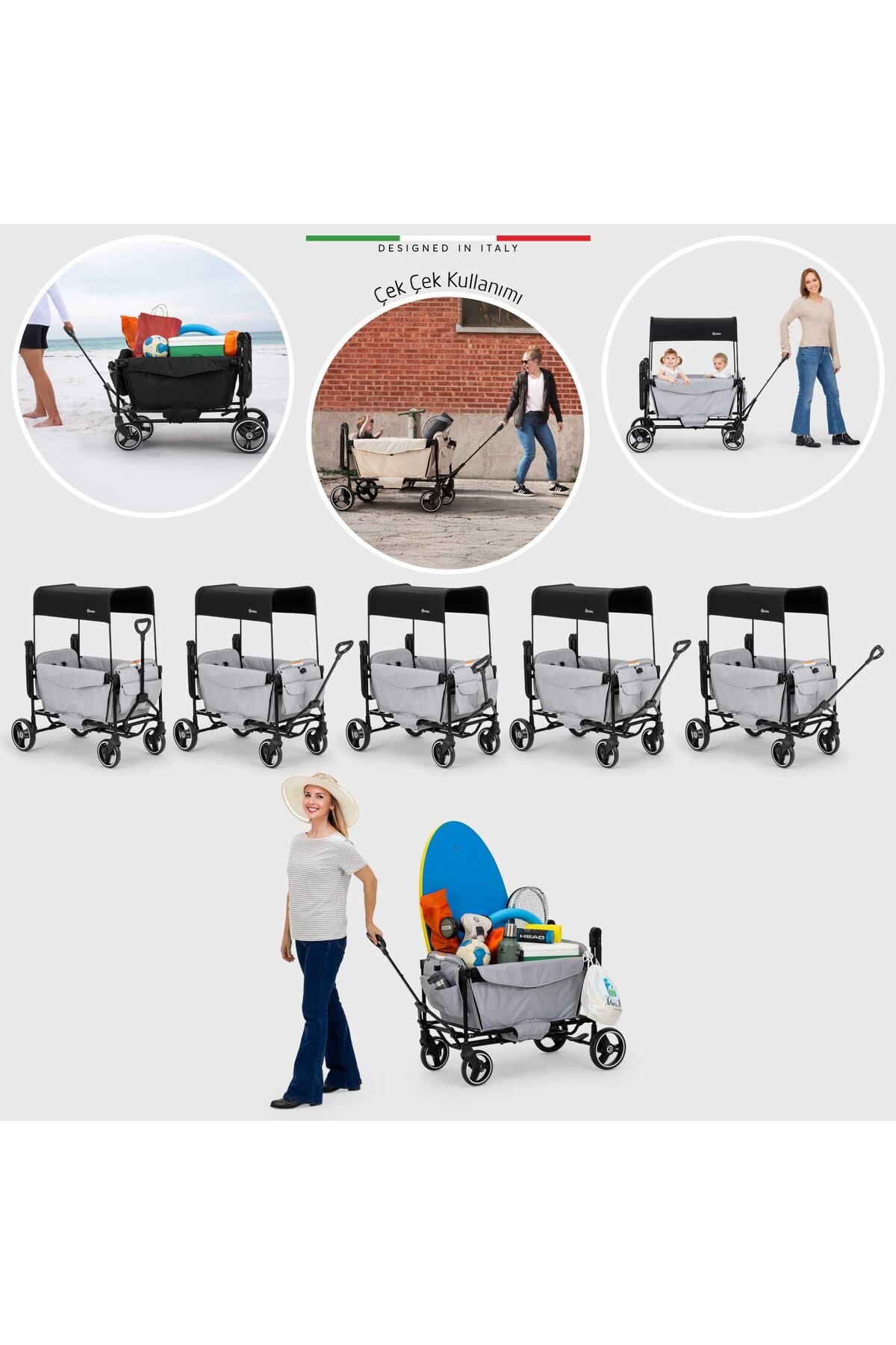 Elele Terreno Vagon Bebek Arabası Siyah fotoğrafı 6 (önizleme)