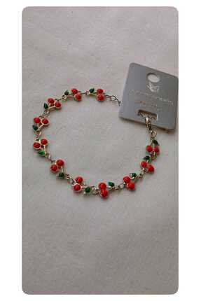 TrendimAksesuar Kiraz Detaylı Çelik Bileklik