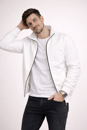 deeps Erkek beyaz yağmurluk mont