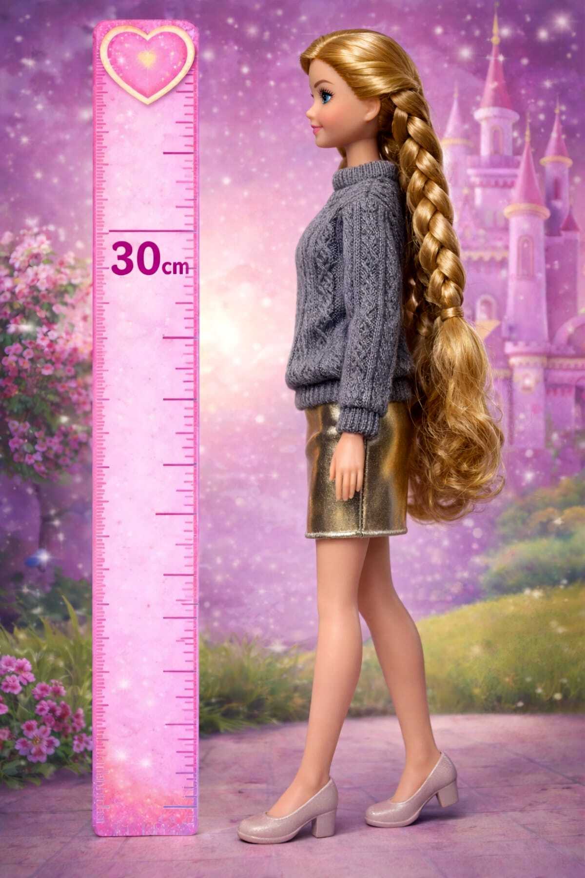 Fidan oyuncak Happy Princess Oyuncak Bebek – 30 cm Örgülü Saçlı, Şık Kazak ve Parlak Etek Kombinli fotoğrafı 2 (önizleme)