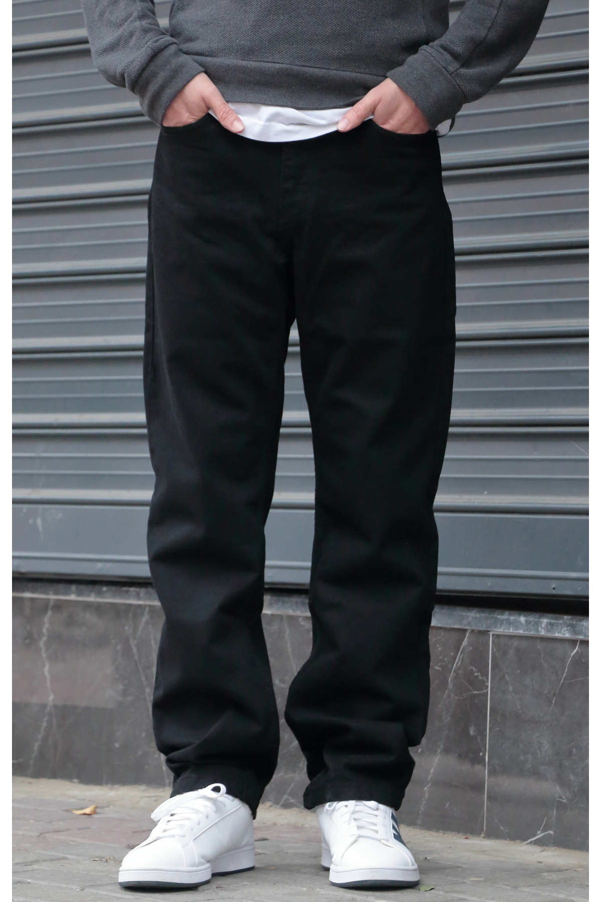 green poll Erkek Baggy Rahat Kesim Siyah Pantolon