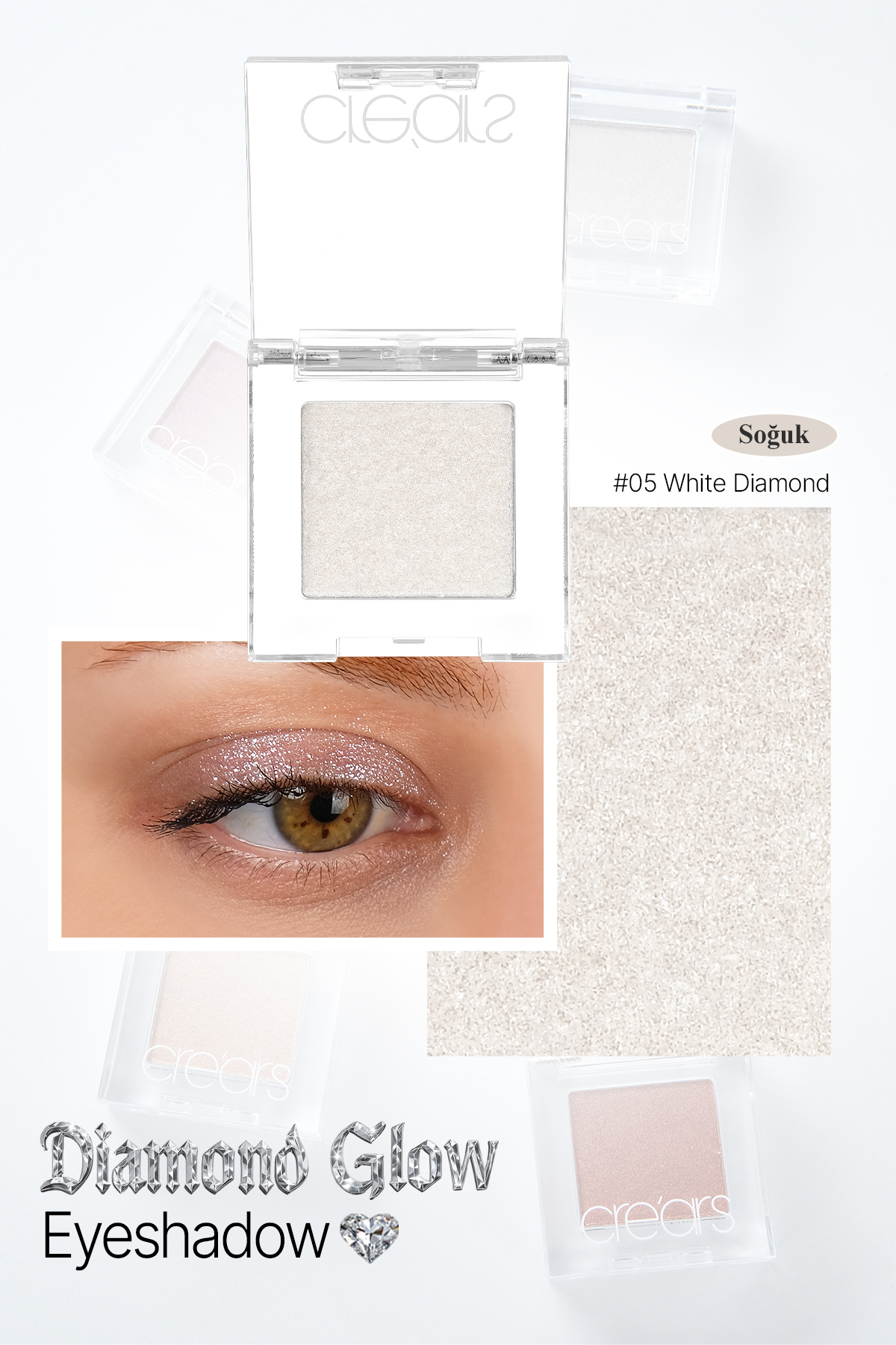Yoğun Işıltılı Jel Yapılı Tekli Far Diamond Glow Eyeshadow 05 White Diamond — سفید 111669 — تصویر 3 از 9