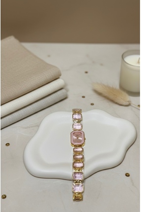 Hiis Store Kadın Baget Kesim Taşlı Bileklik Saat Vintage Model Şık Kol Saati