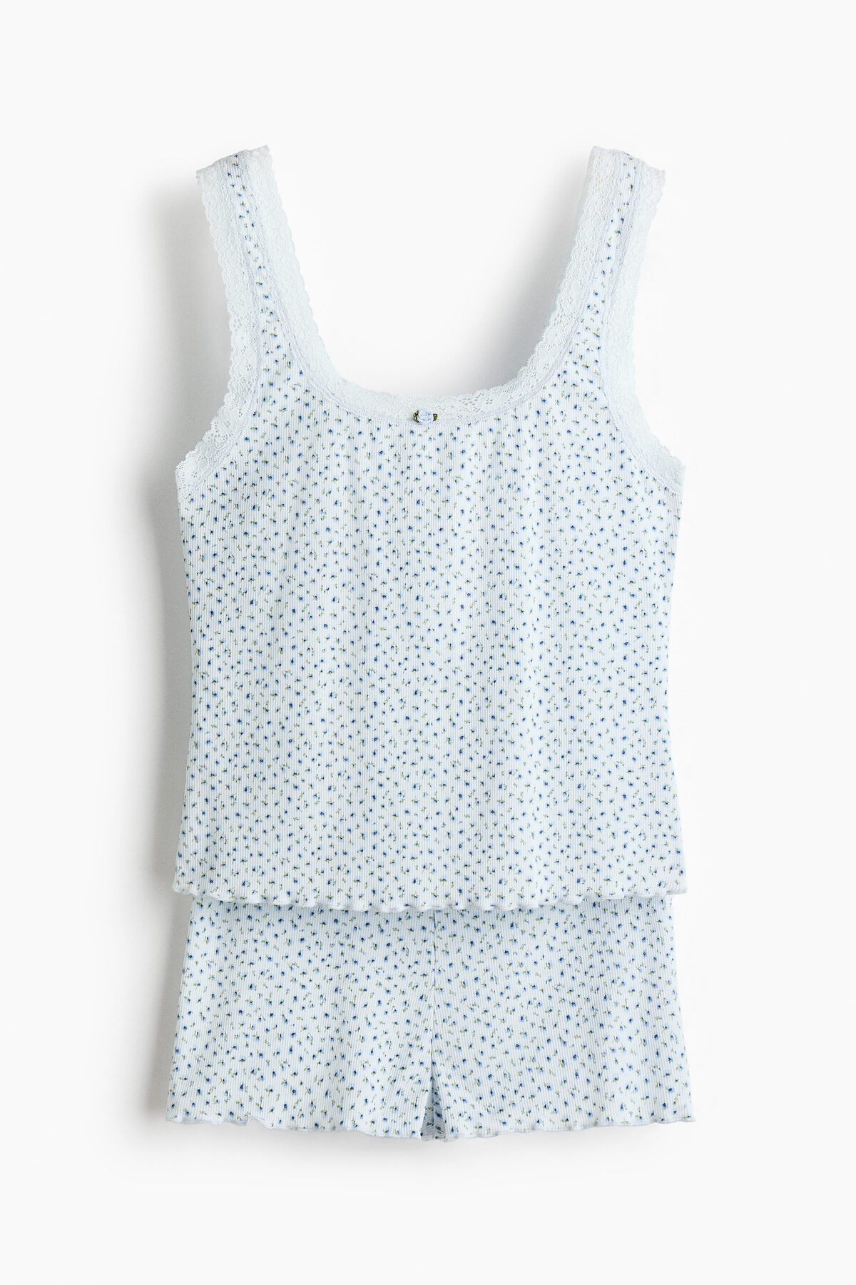 H&M Dantel Şeritli ve Ribanalı Pijama Takımı görsel 6