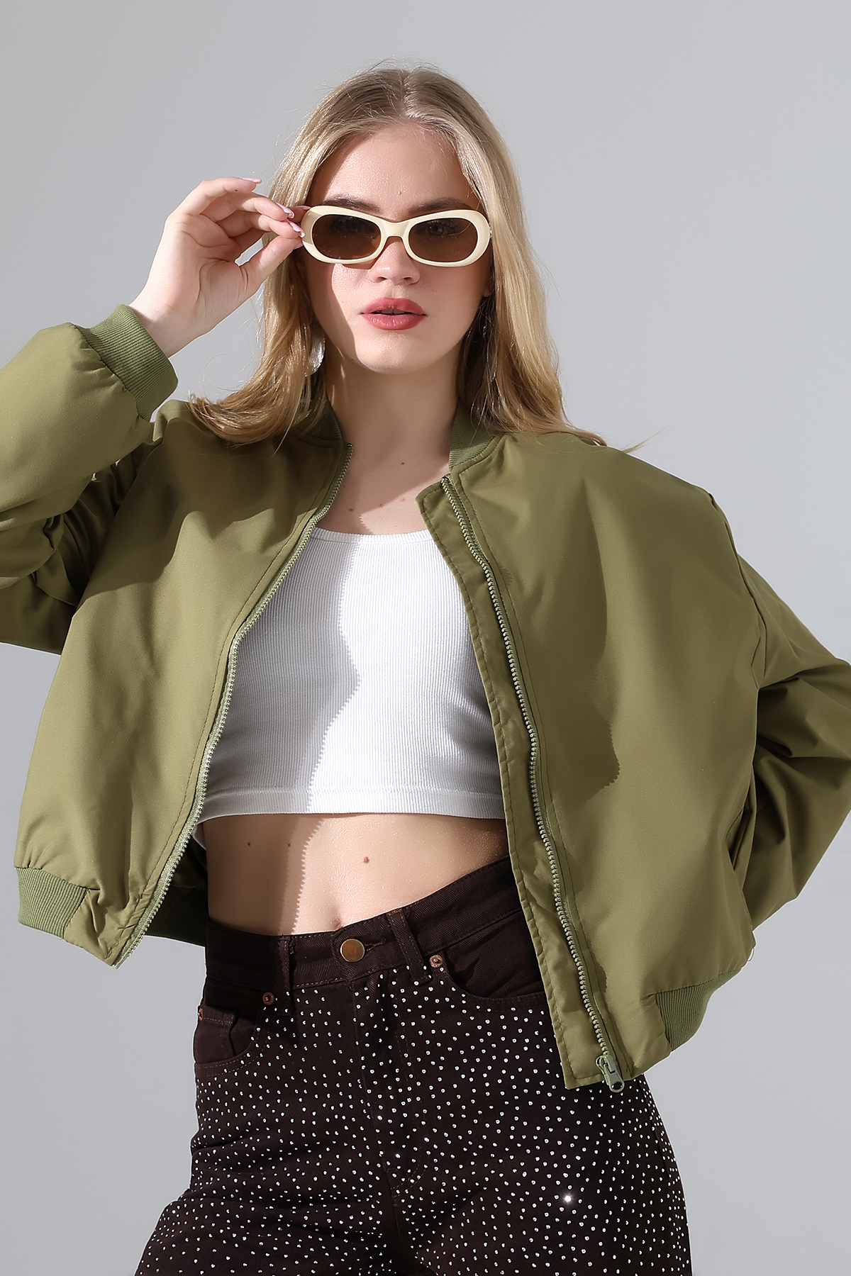 Thil  Kadın Fermuarlı Bomber Ceket