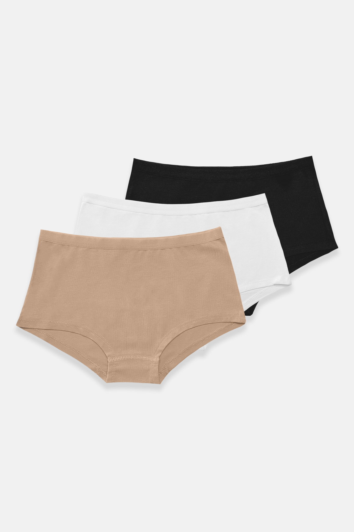 Women's Black White Skin 3-Pack Wide Edge Modal Non-marking Panties 3M1906
