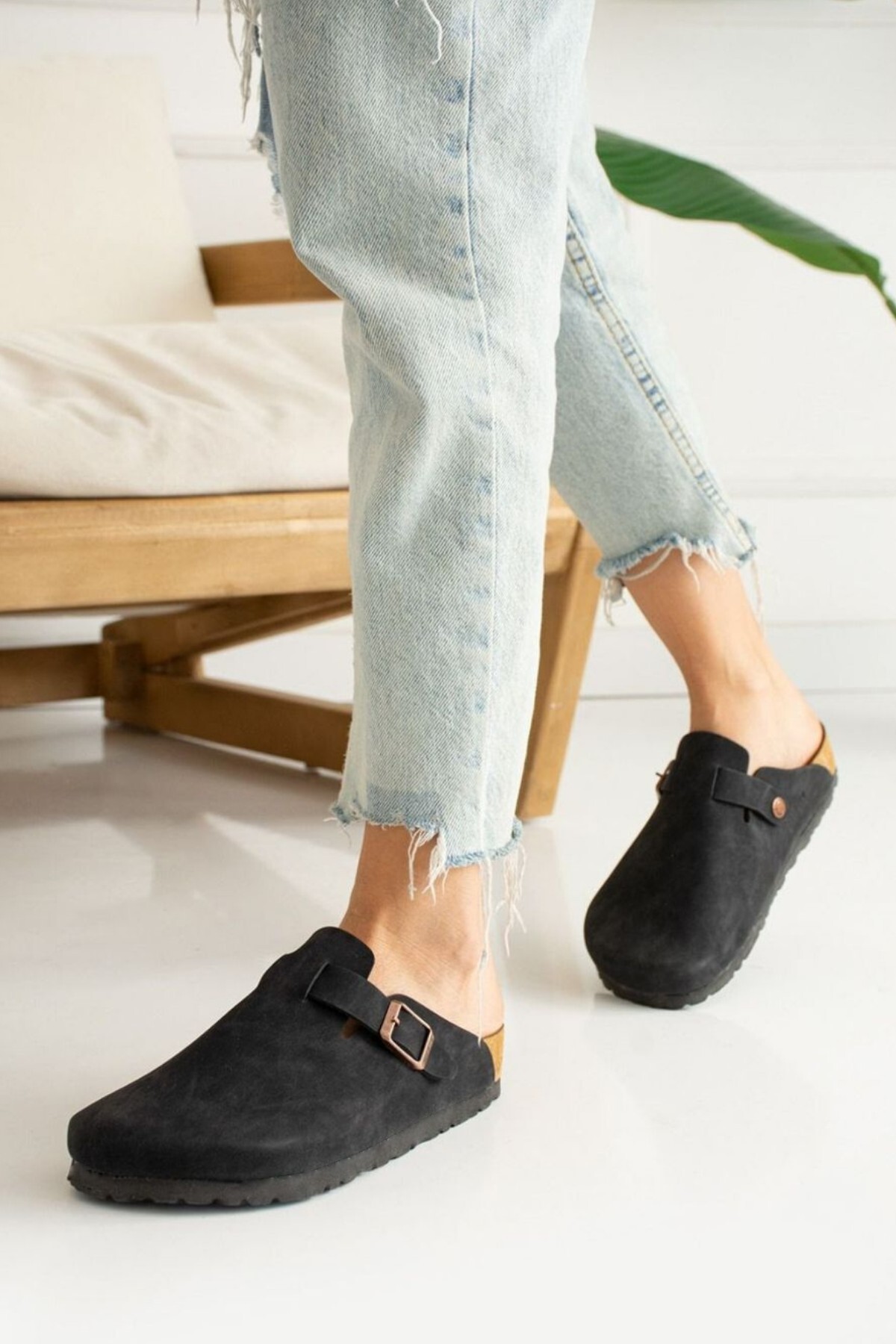 YILDIZ SHOES Berlin Unisex Mantar Tabanlı Önü Kapalı Tokalı Sabo Günlük Ev Dışarı Terliği