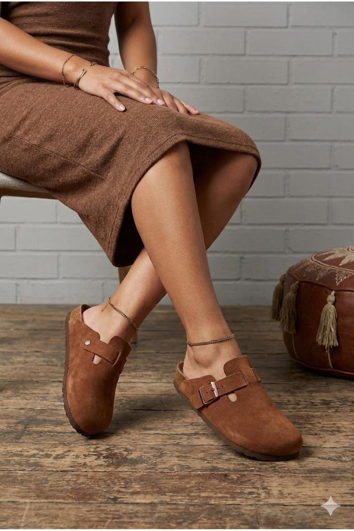 YILDIZ SHOES  Unisex Mantar Tabanlı Önü Kapalı Tokalı Sabo Günlük Ev Dışarı Terliği