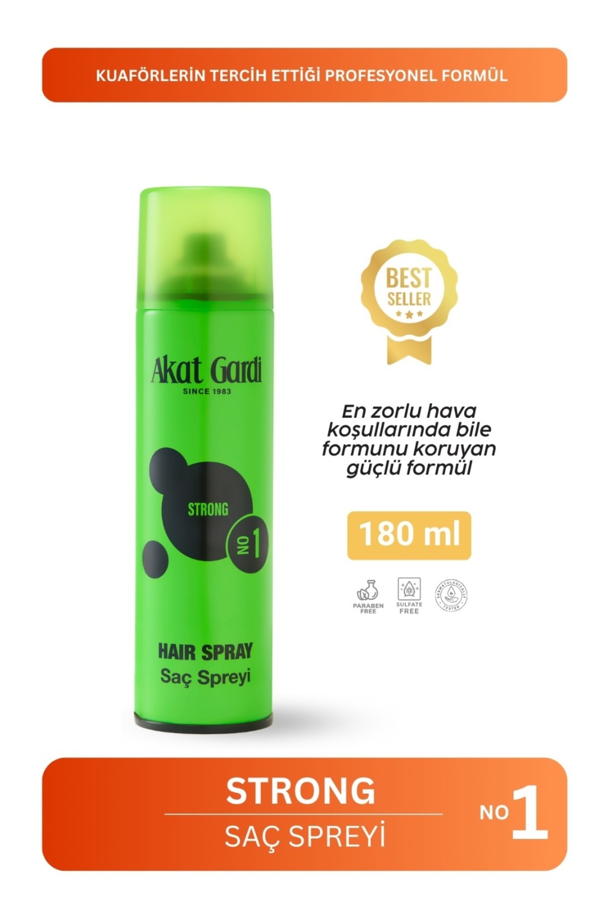 Akat Gardi Saç Spreyi Strong No:1 Yeşil 180 ml — AKTYŞL1