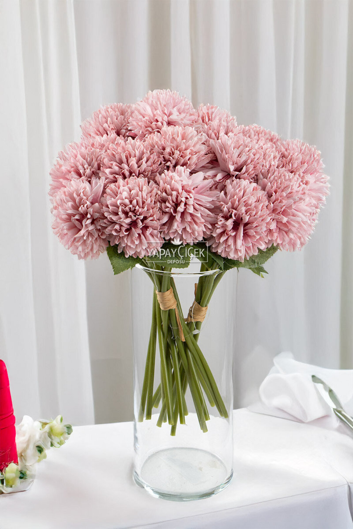 Artificial Flower Ball Chrysanthemum Mini Snowball Bundle of 7 30 cm Powder LilacYCD-349