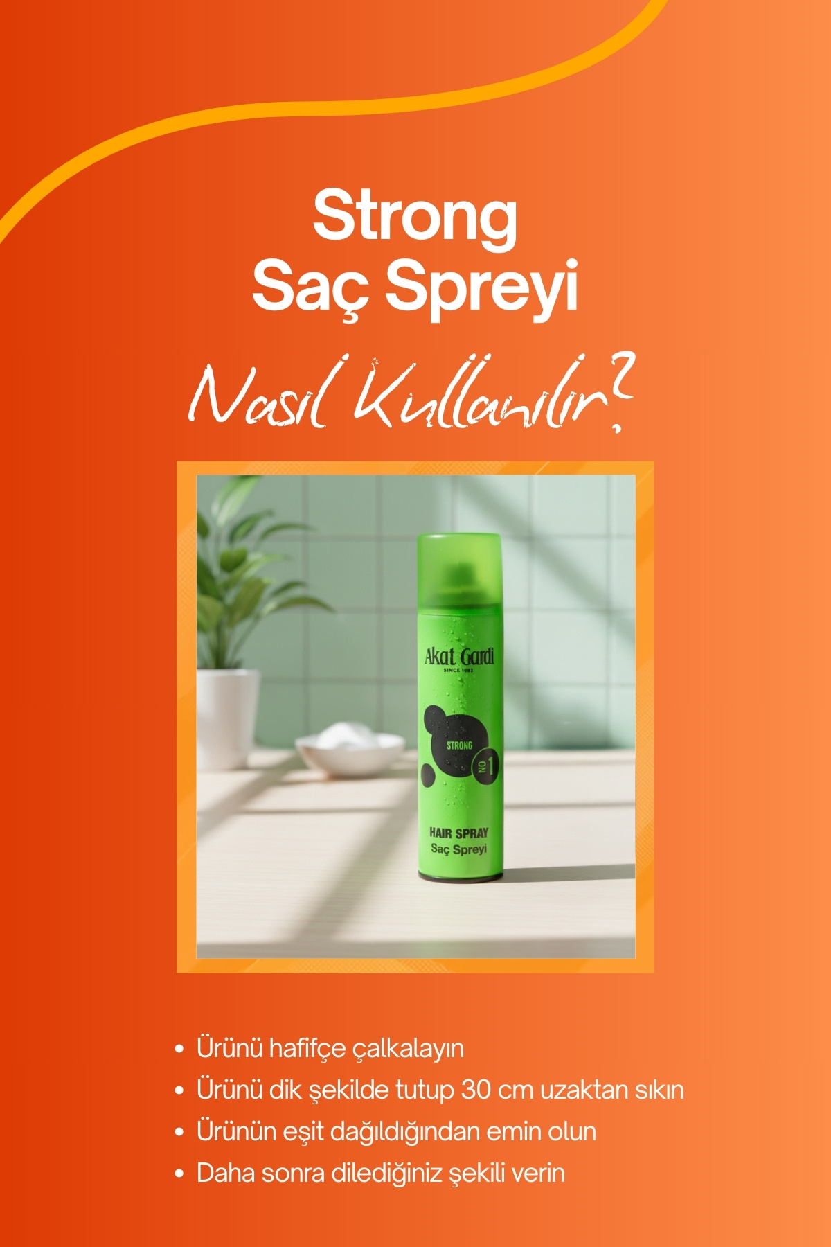 Saç Spreyi Strong No:1 Yeşil 180 ml — AKTYŞL1 — تصویر 2 از 4