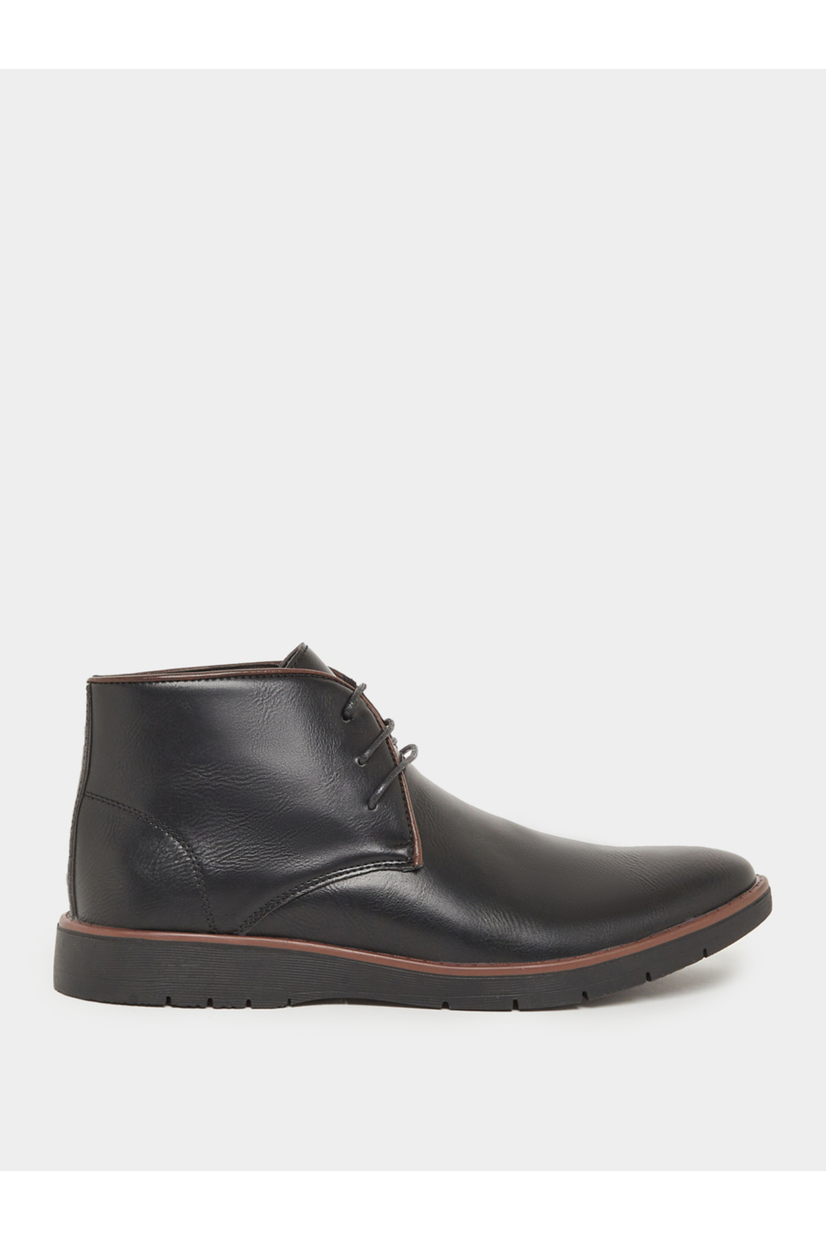 Styli Men Black Leather Chukka Boots