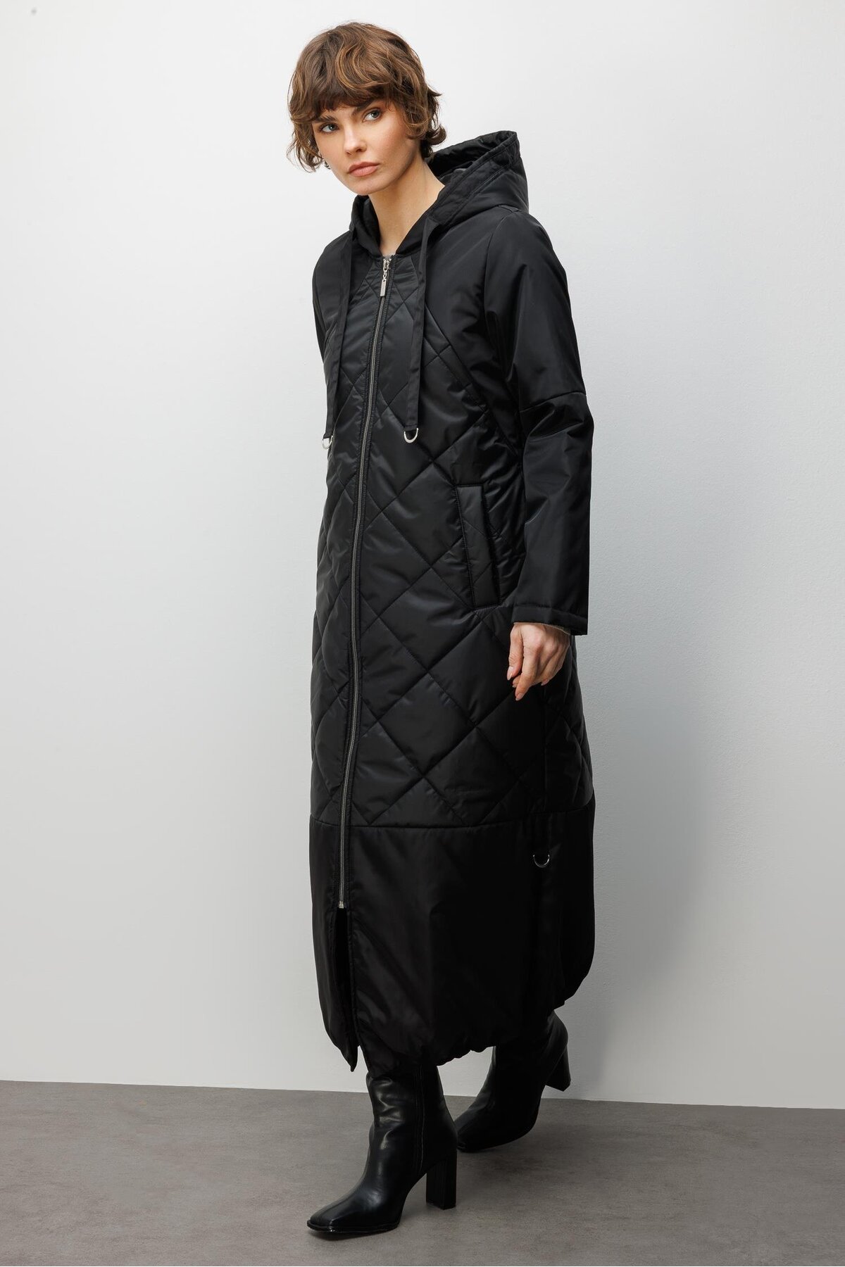 Micca  Classic Extra Soft Dolgulu Tam Boy Kaban Manto-Siyah - Görsel 2