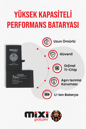 mixipower iPhone X Uyumlu Yüksek Kapasiteli Batarya, Pil Sağlığı Yüzde Göster...