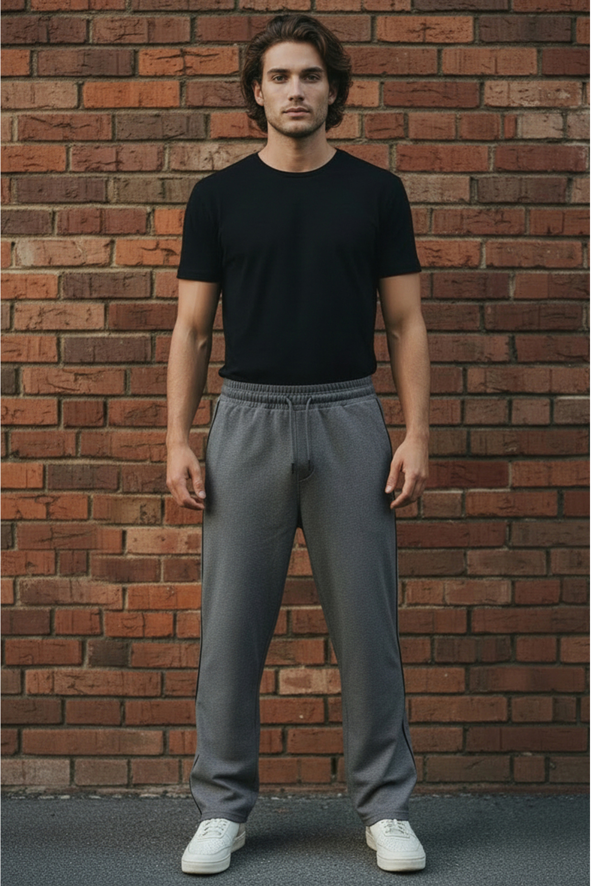 Sizce Moda  3'lü Boydan Biyeli Baggy Eşofman Altı – 2 İplik, Lastikli Bel, Geniş Paça Siyah | Lacivert | Füme - Görsel 5