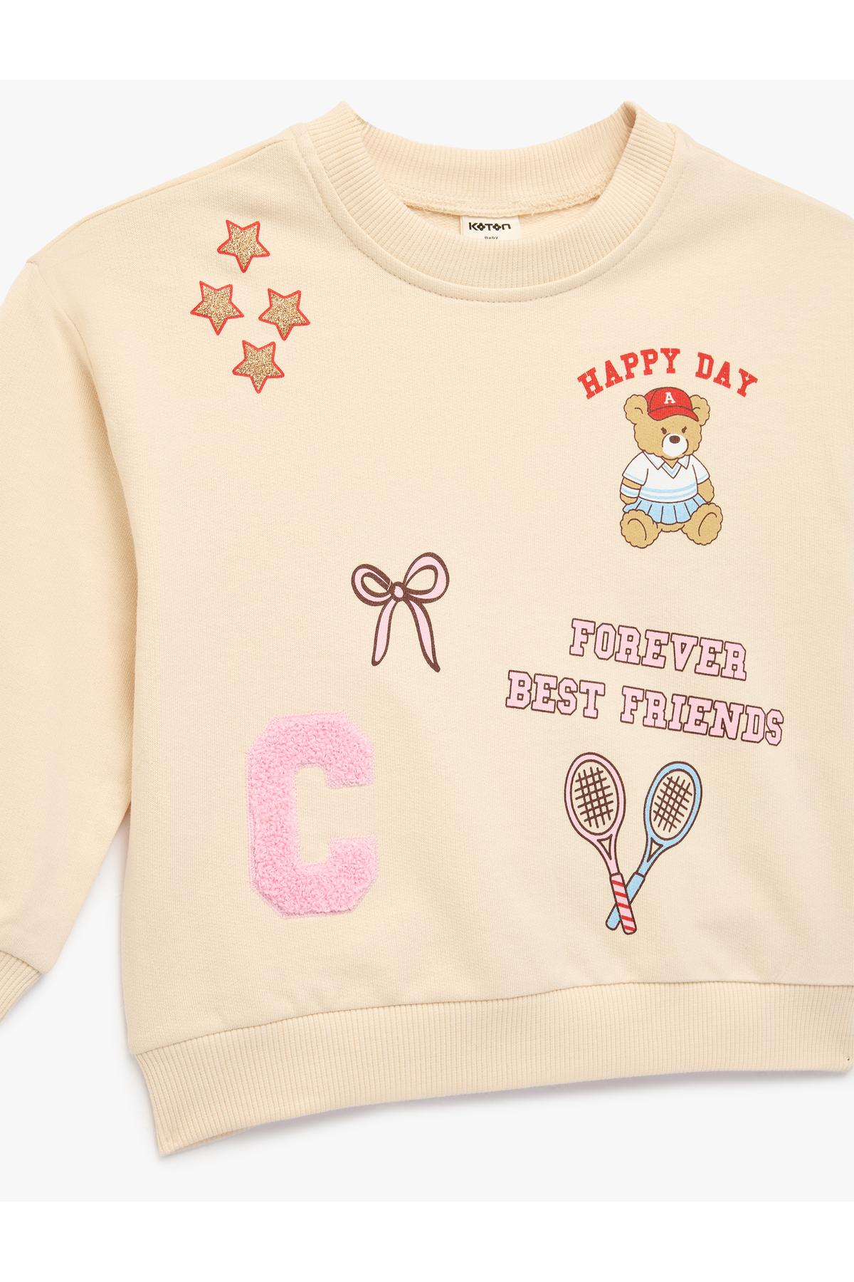 Koton Uzun Kollu Pamuklu Şardonlu Bisiklet Yaka Baskılı Sweatshirt fotoğrafı 3 (önizleme)