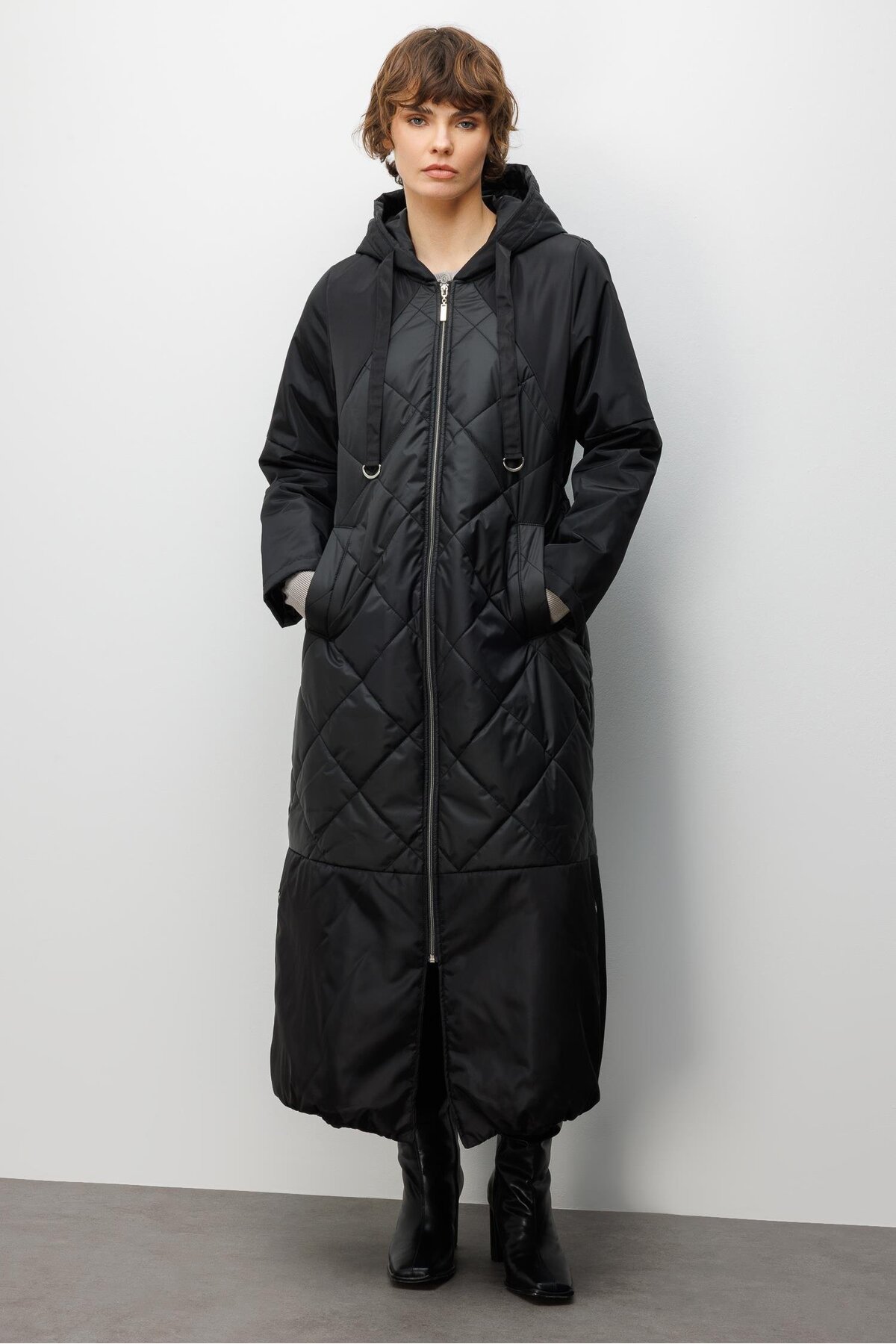 Micca  Classic Extra Soft Dolgulu Tam Boy Kaban Manto-Siyah - Görsel 3
