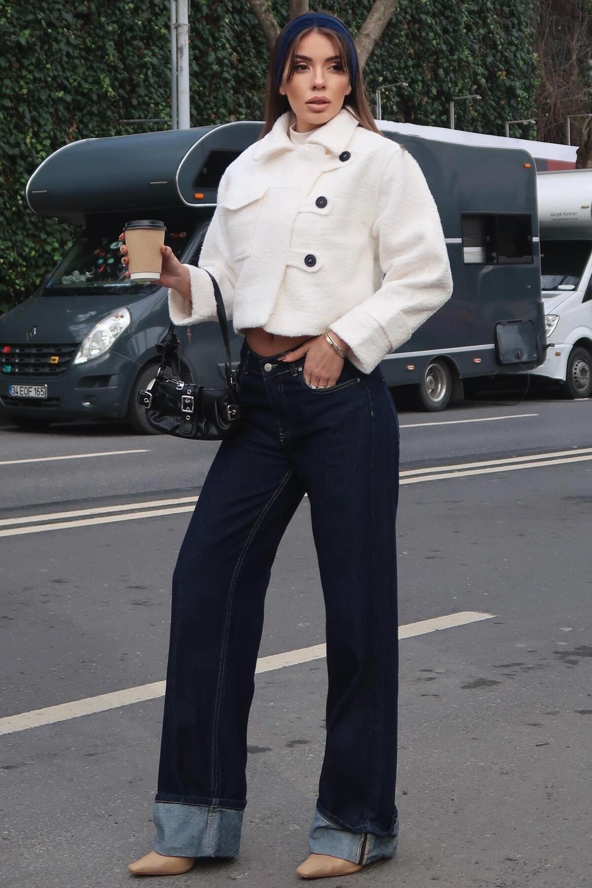 Lijuri  Teddy Peluş Ceket Düğmeli 6179 - Görsel 4