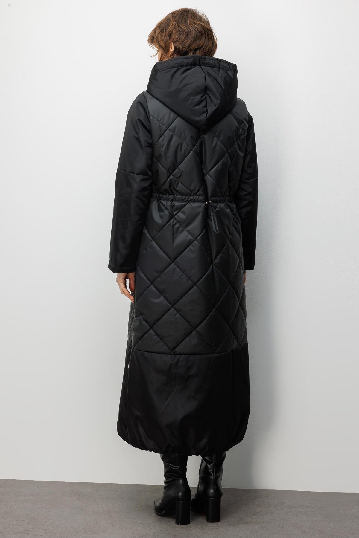 Micca  Classic Extra Soft Dolgulu Tam Boy Kaban Manto-Siyah - Görsel 5