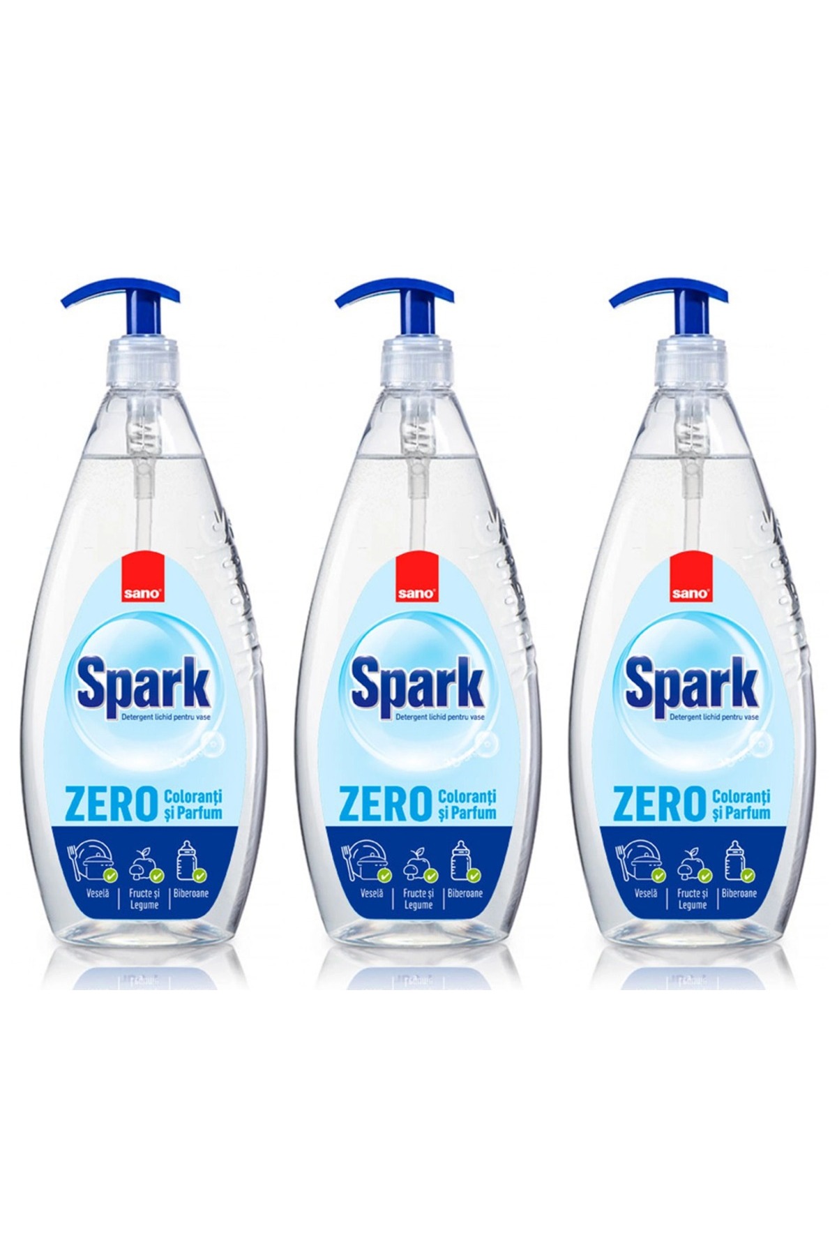 Sano ΣΕΤ 3 ΤΕΜΑΧΙΩΝ - ΠΛΥΝΤΗΡΙΟ ΠΙΑΤΩΝ Spark Zero - Δοχείο με αντλία 700 ml