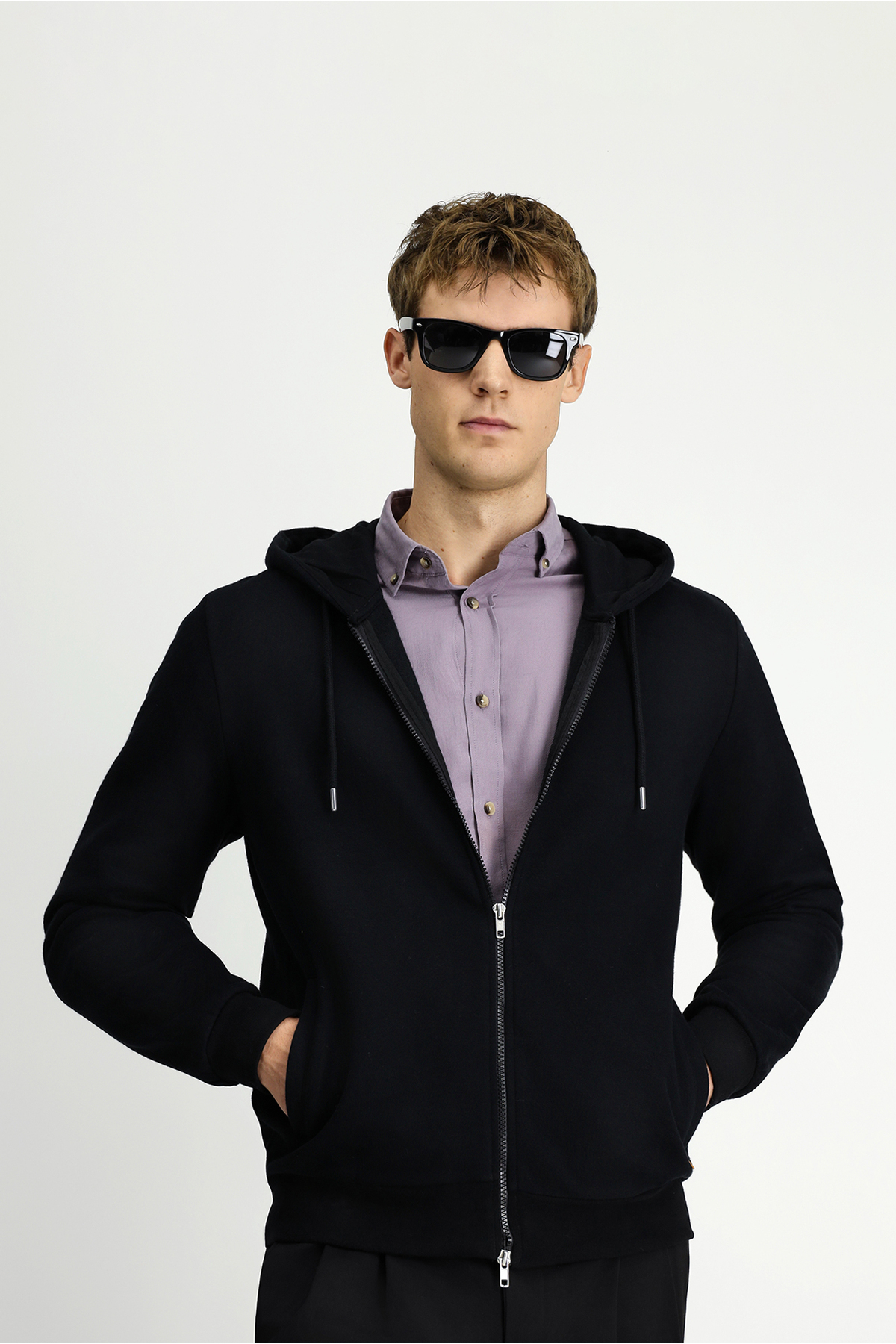 کیگیلی ژاکت کش باف پشمی نخی کلاه دار زیپ دار