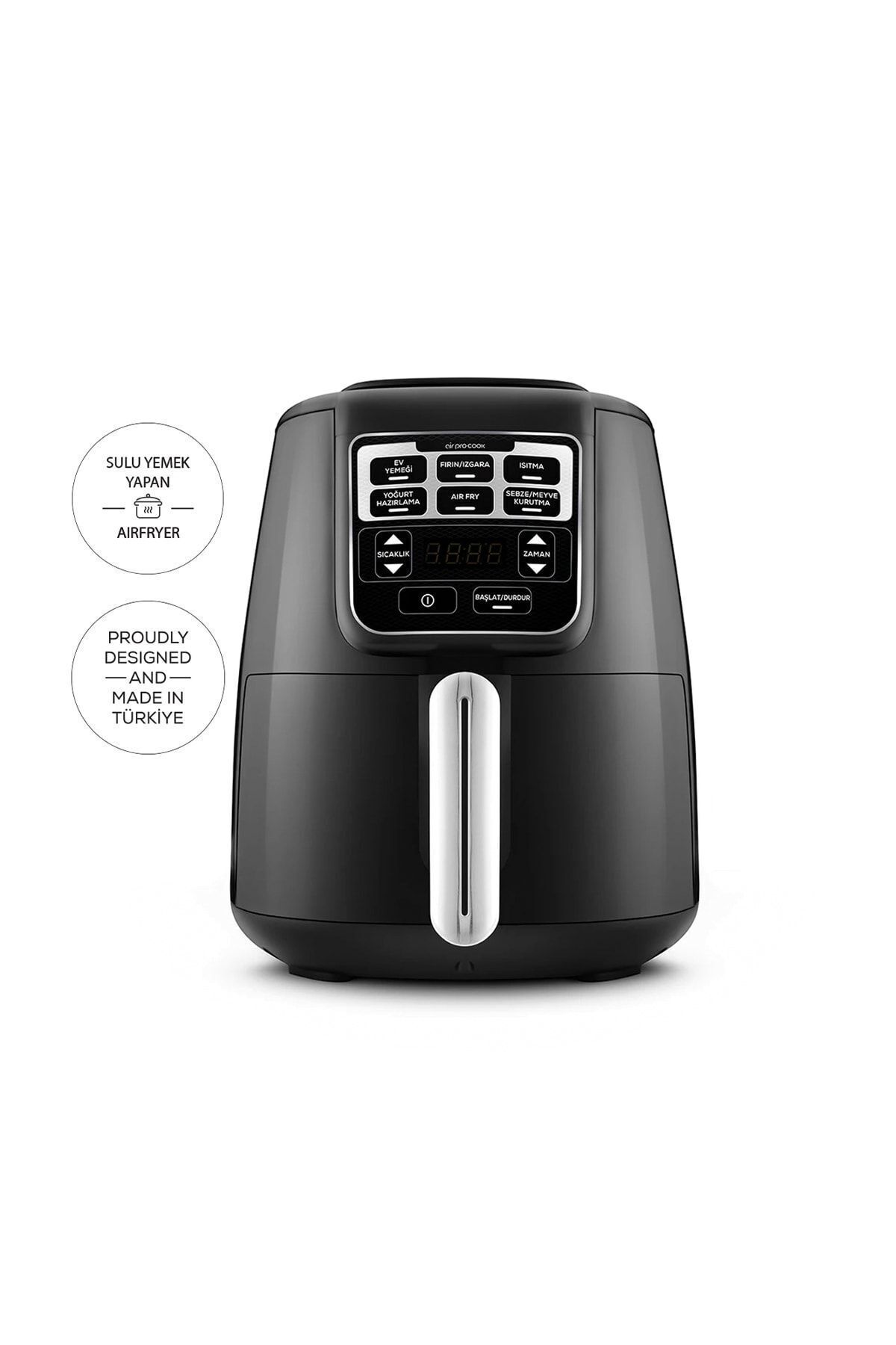 Allians Çift Fonksiyonlu 2'si 1 Arada Konuşan Airfryer Fritöz, Siyah Chrome
