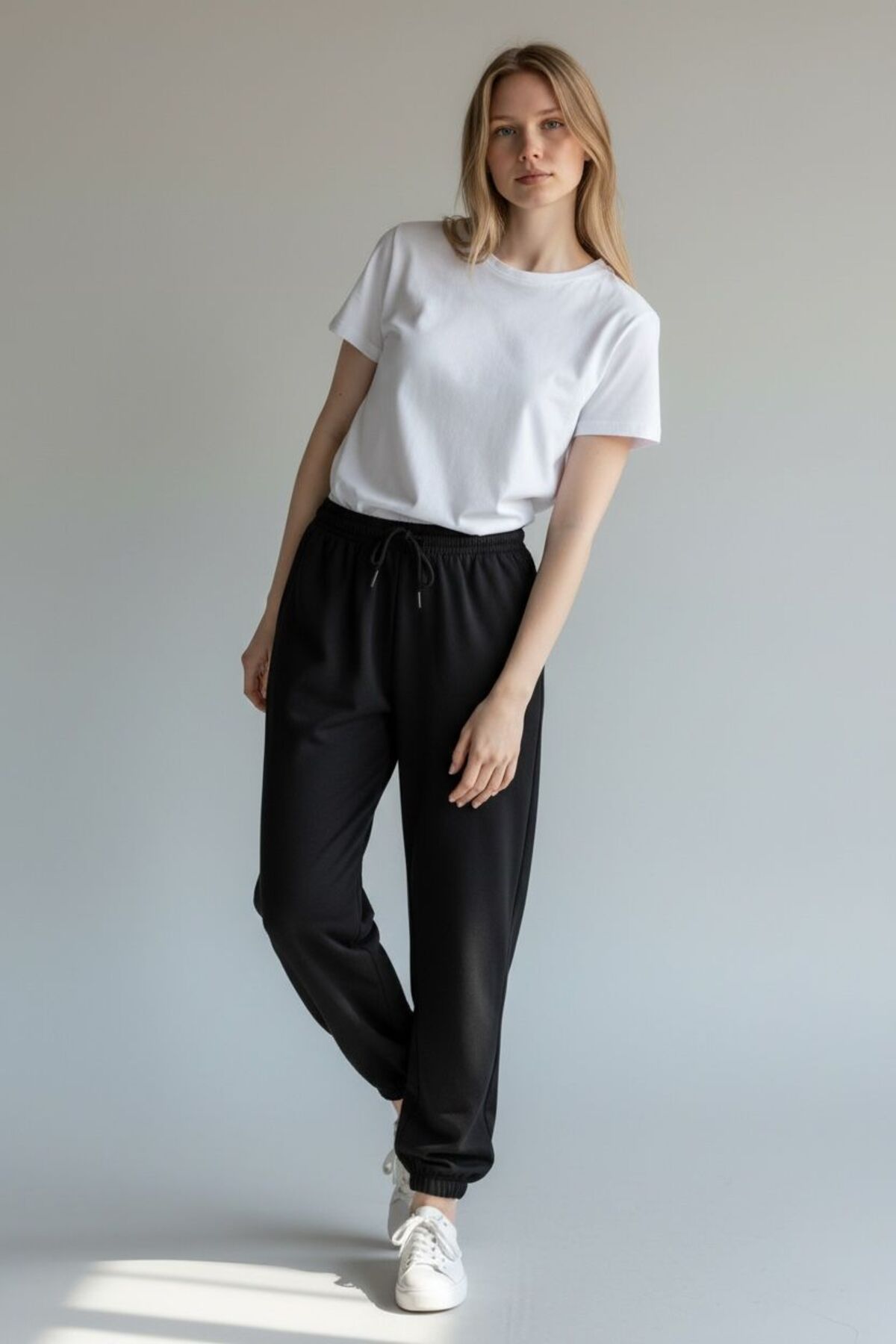 in disco  Kadın Lastik Paça Modal Kumaş (LIKRALI-ESNEK) Eşofman Altı SİYAH - Görsel 7