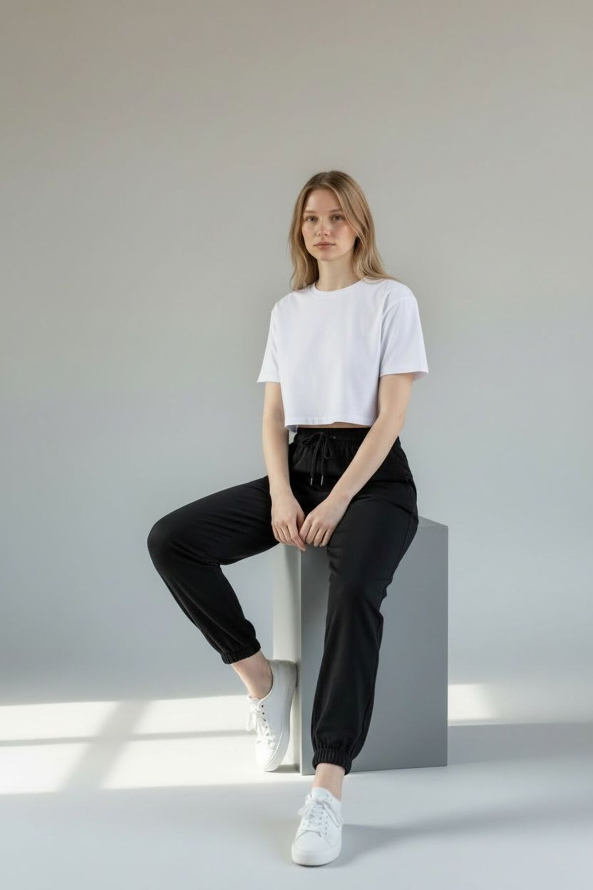 in disco  Kadın Lastik Paça Modal Kumaş (LIKRALI-ESNEK) Eşofman Altı SİYAH - Görsel 8