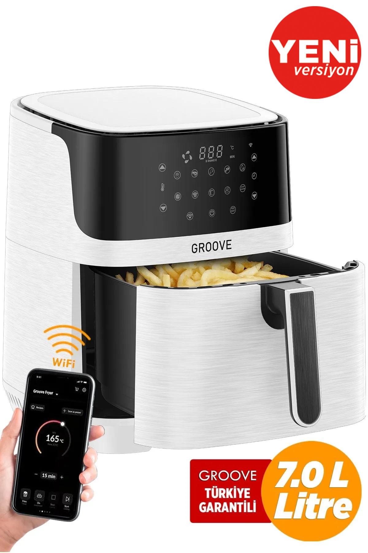 Allians Max XXL 7L 1800W Wi-Fi Akıllı Hava Fritözü Beyaz Airfryer