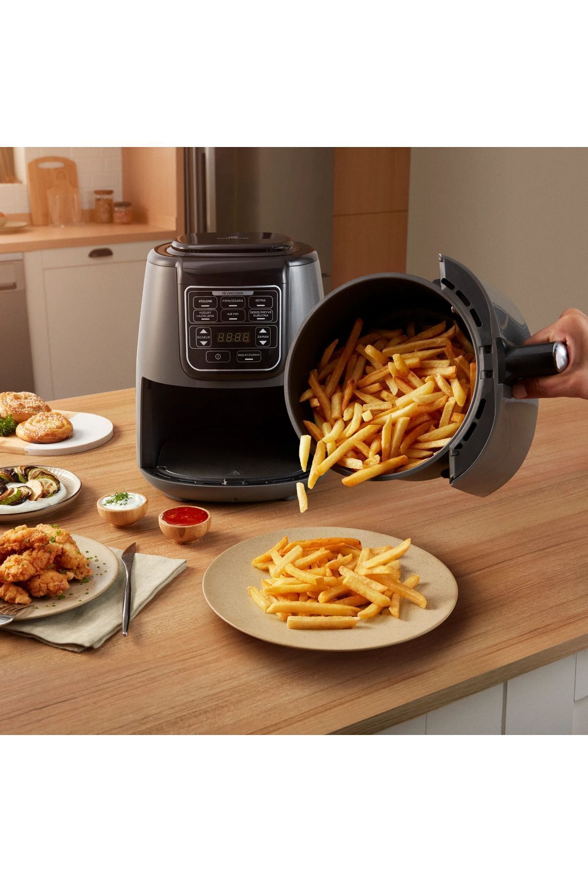 Allians Közlü Airfryer XL 4 Kişilik, Siyah Parlak, Hızlı ve Sağlıklı Pişirme
