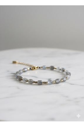 Han Doğaltaş Lepidolit elmas kesim minimal bileklik