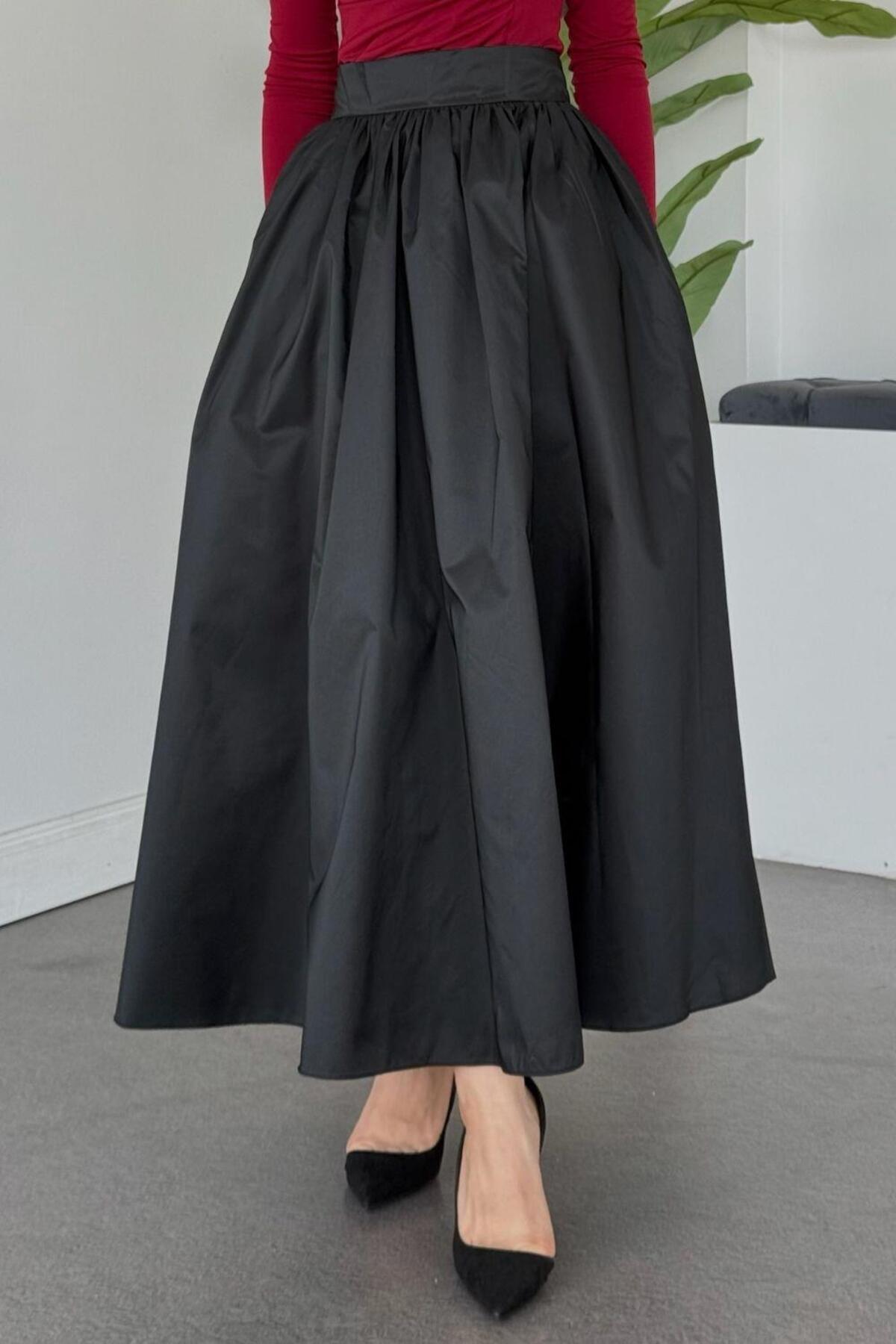 Şulemoda Giyim  Tafta Etek Siyah - Görsel 3