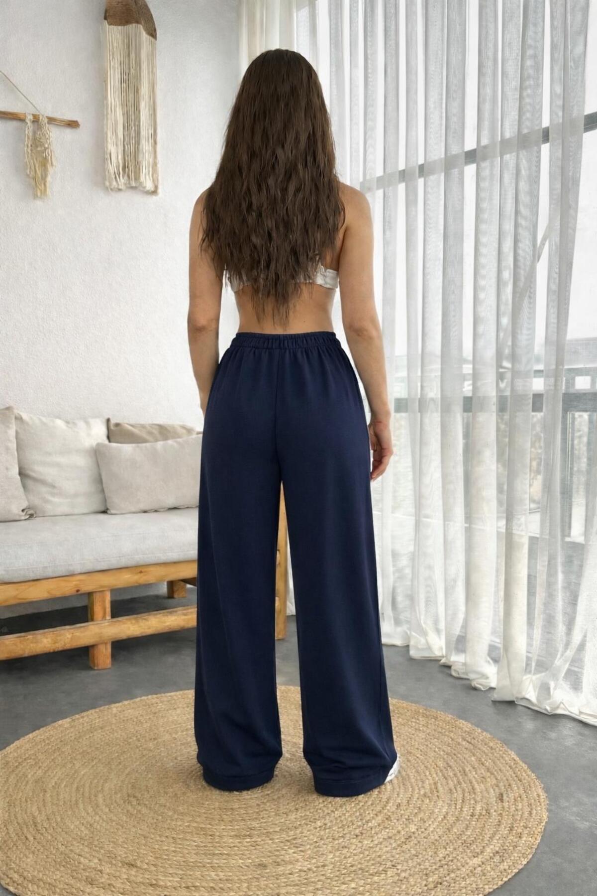 SULVERY BAGGY DÜÜZ PAÇA RAHAT KALIP LACİVERT EŞOFMAN ALTI görsel 2