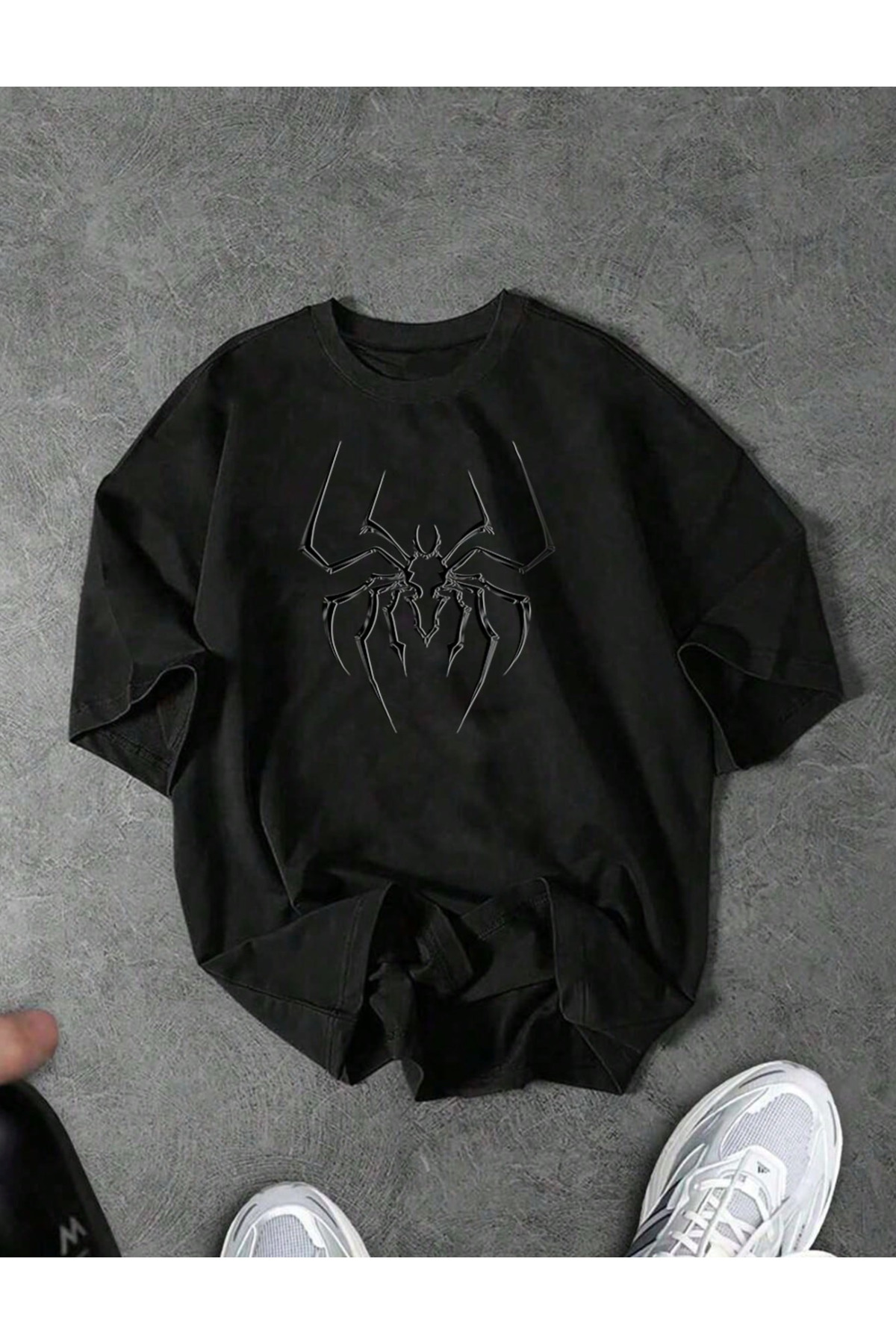 Marco Fresco  Unisex Günlük Kısa Kollu Örümcek Baskılı Genç Oversize Tshirt