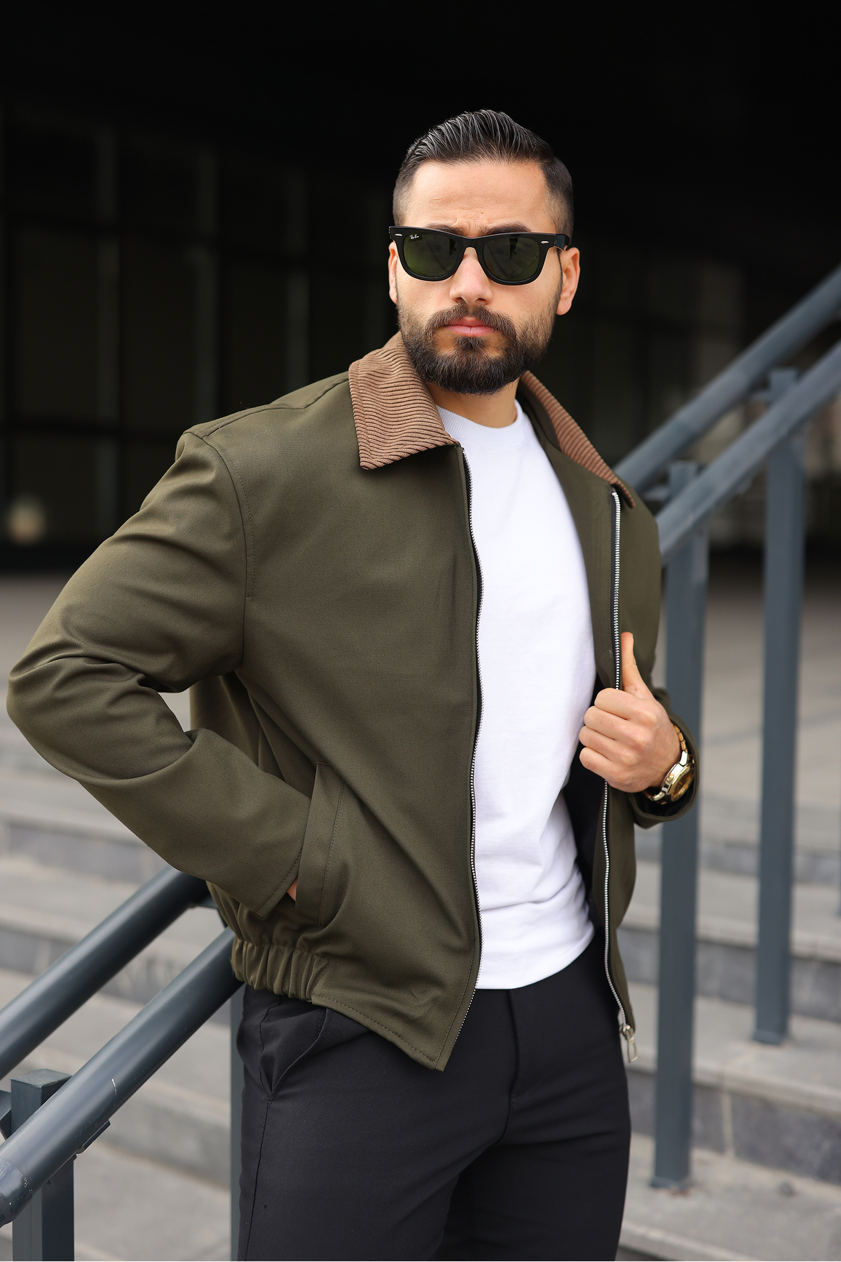 BASEL.CO  Kadife Yakalı Trucker Model Ceket - Görsel 2