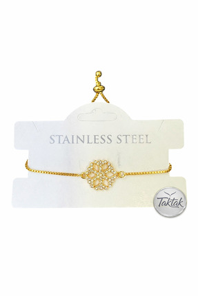 TakTak Altın Renk Kar Tanesi Asansör Çelik Bileklik