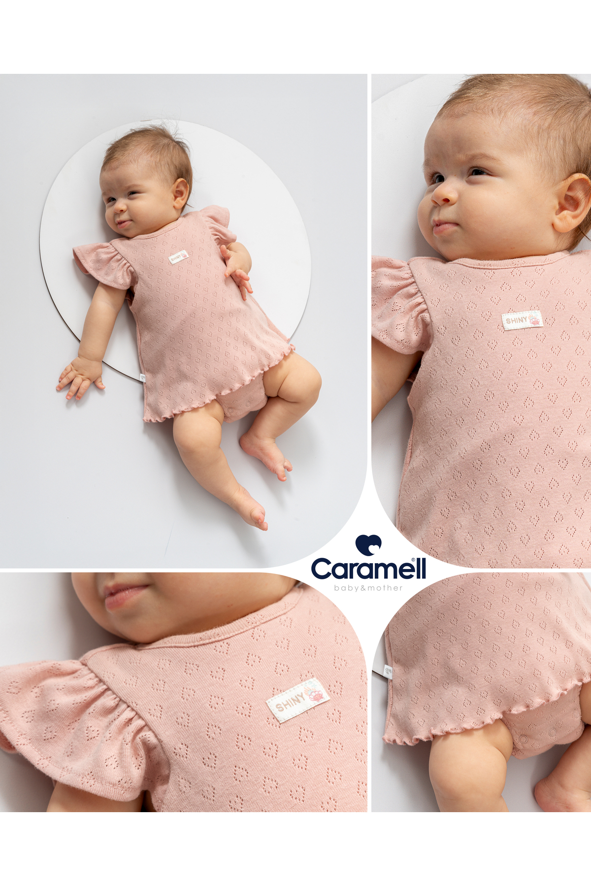 Caramell %100 Pamuklu Kız Bebek Ajurlu Jile Body Elbise Görünümlü Çıtçıtlı Bodysuit fotoğrafı 3 (önizleme)