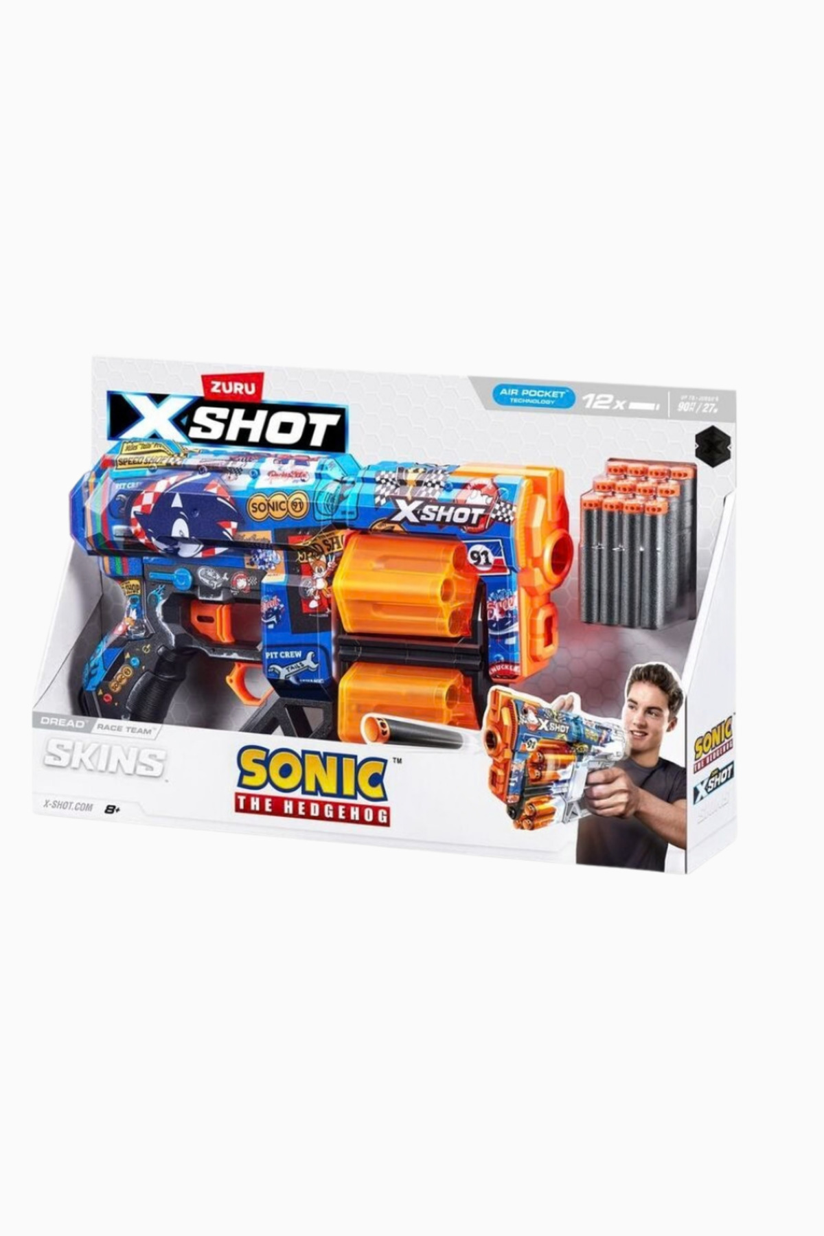 SONIK☆SK3 15#10/11 X-Shot Zuru Skins Dread Sonic 12 Dart Kapasiteli Oyuncak Blaster
