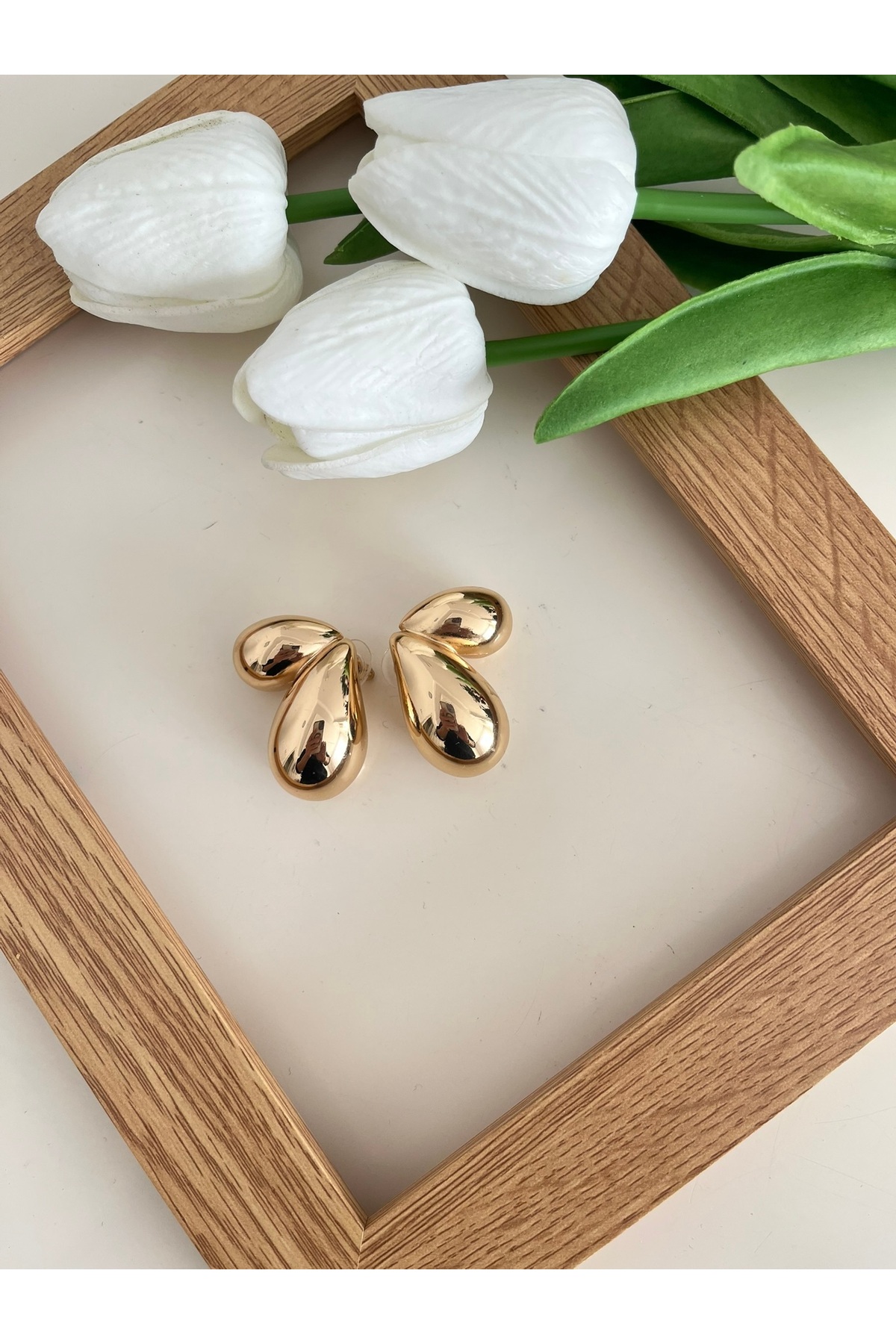 Marka Model İkili Damla Küpe Gold Kadın Küpe