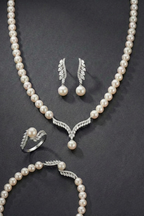 Birinci1926 925 Ayar Gümüş Doğal İnci Set