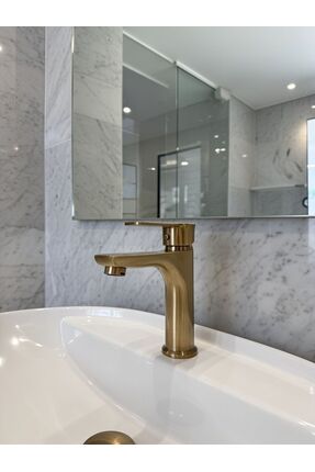 EMFA AKSESUAR Mat Gold Lavabo Bataryası Antik Eskitme Lavabo Musluğu Mat Altı...